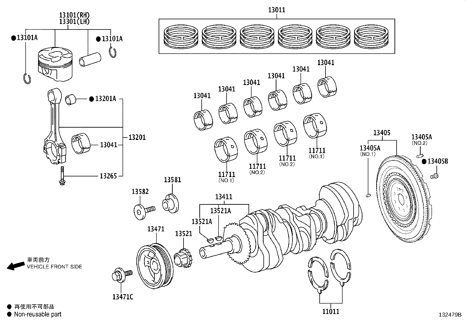 Toyota 13301-31110-C0 PISTON SUB-ASSY, W/PIN, LH