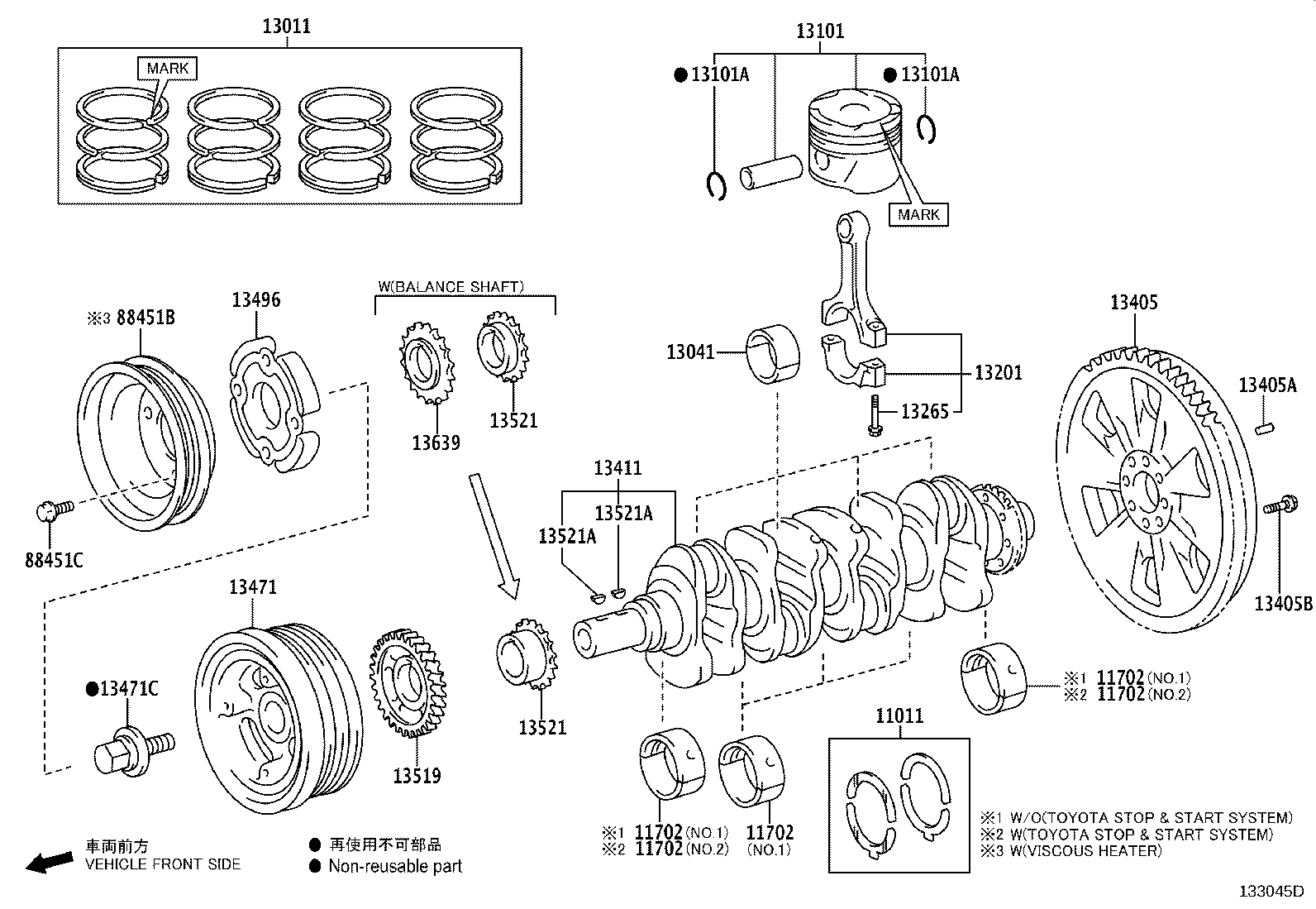 Toyota 13011-0E041 RING SET, PISTON