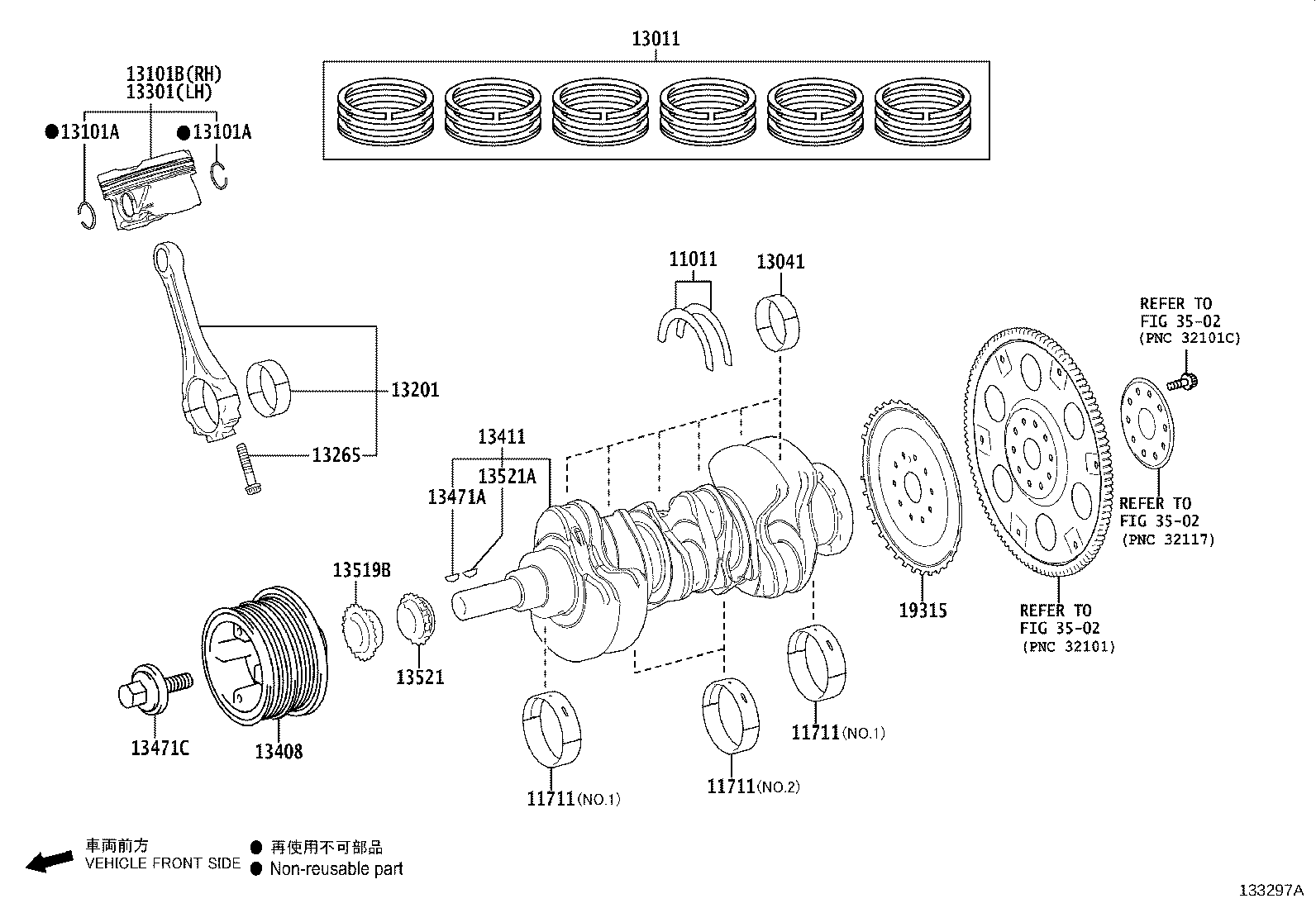 Toyota 13011-F4010 RING SET, PISTON