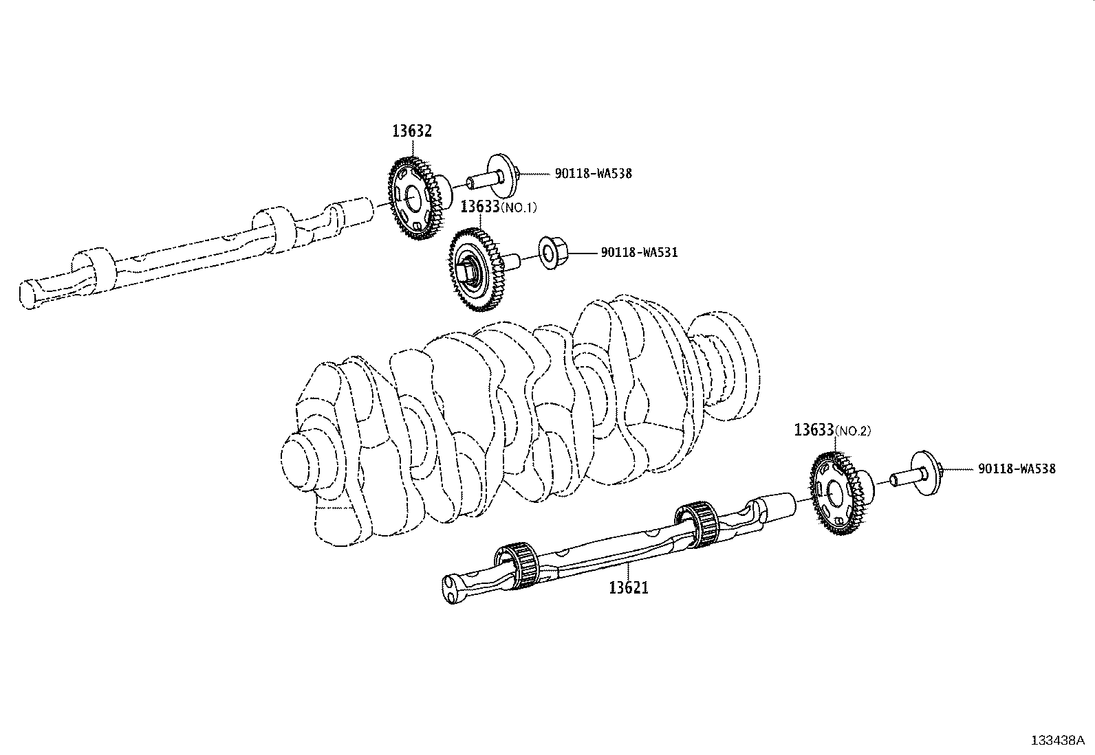 Toyota 90118-WAA14 BOLT, FLYWHEEL SETTING