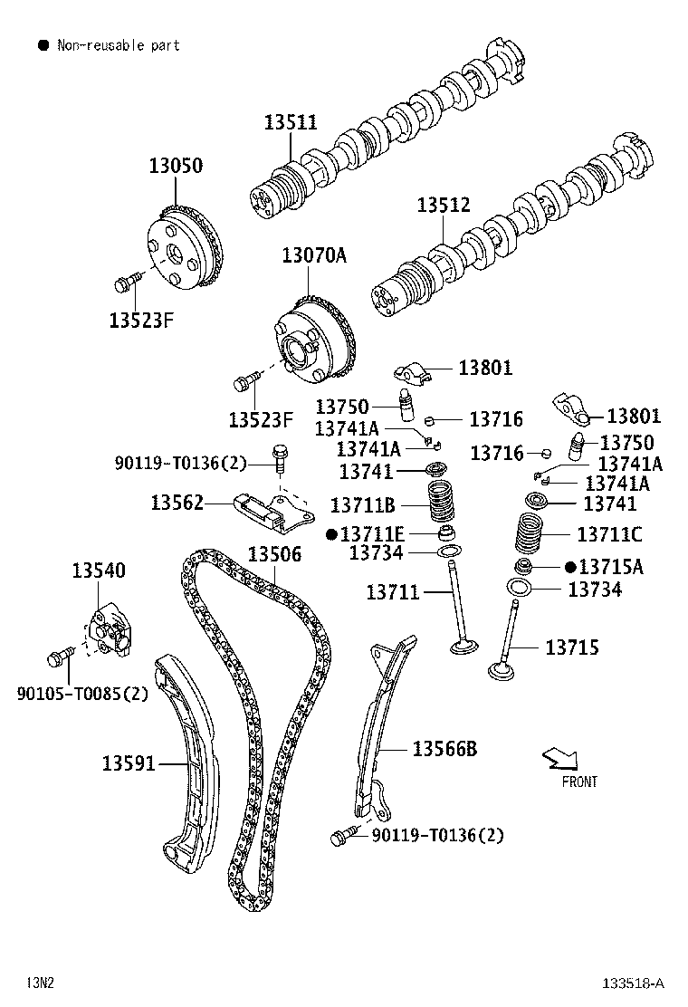 13502-BZ050 CAMSHAFT, NO.2 product image