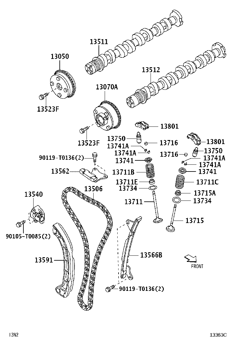 13502-BZ100 CAMSHAFT, NO.2 product image