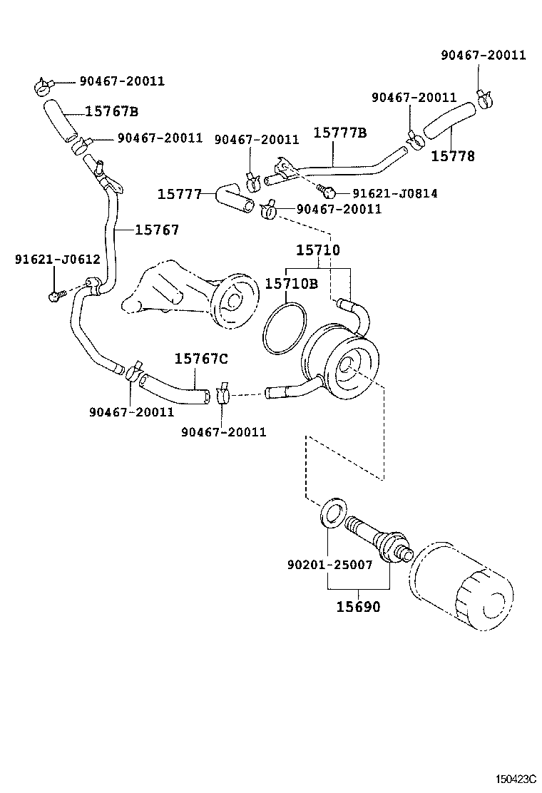 16282-50020 HOSE, WATER BY-PASS, NO.5 product image