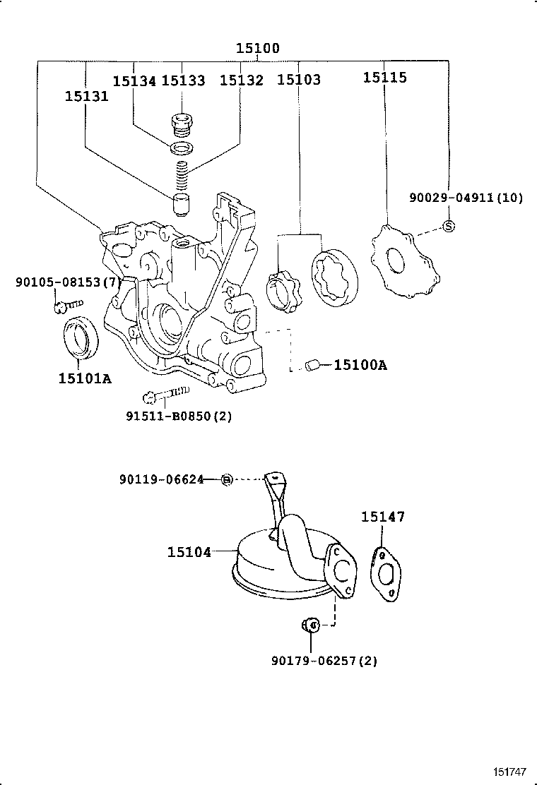 15104-50090 STRAINER SUB-ASSY, OIL product image