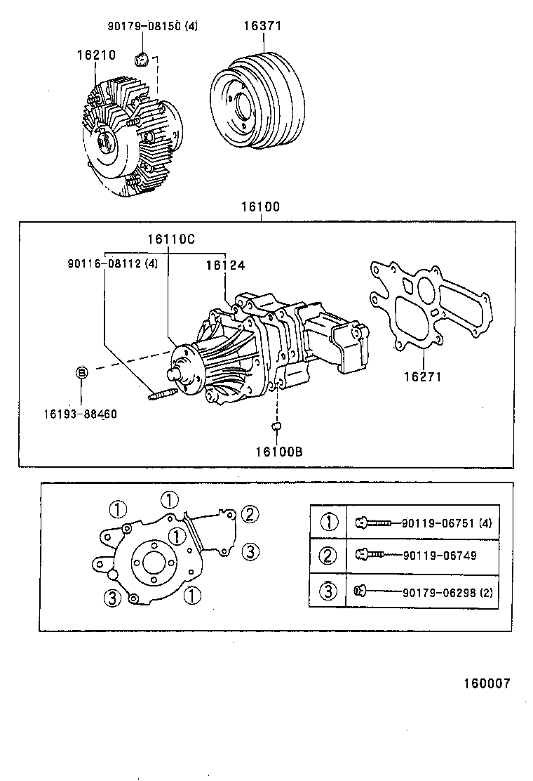 16110-09040 PUMP ASSY, WATER, W/O COVER product image