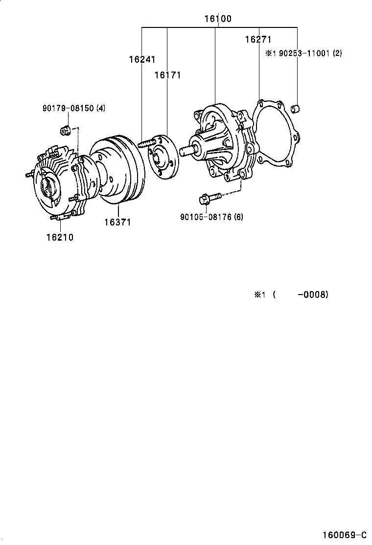 16100-69545 PUMP ASSY, ENGINE WATER product image