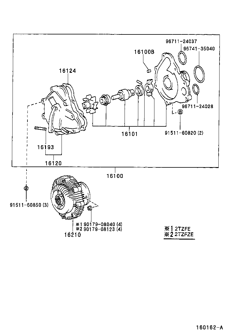Toyota 16100-79165 PUMP ASSY, ENGINE WATER