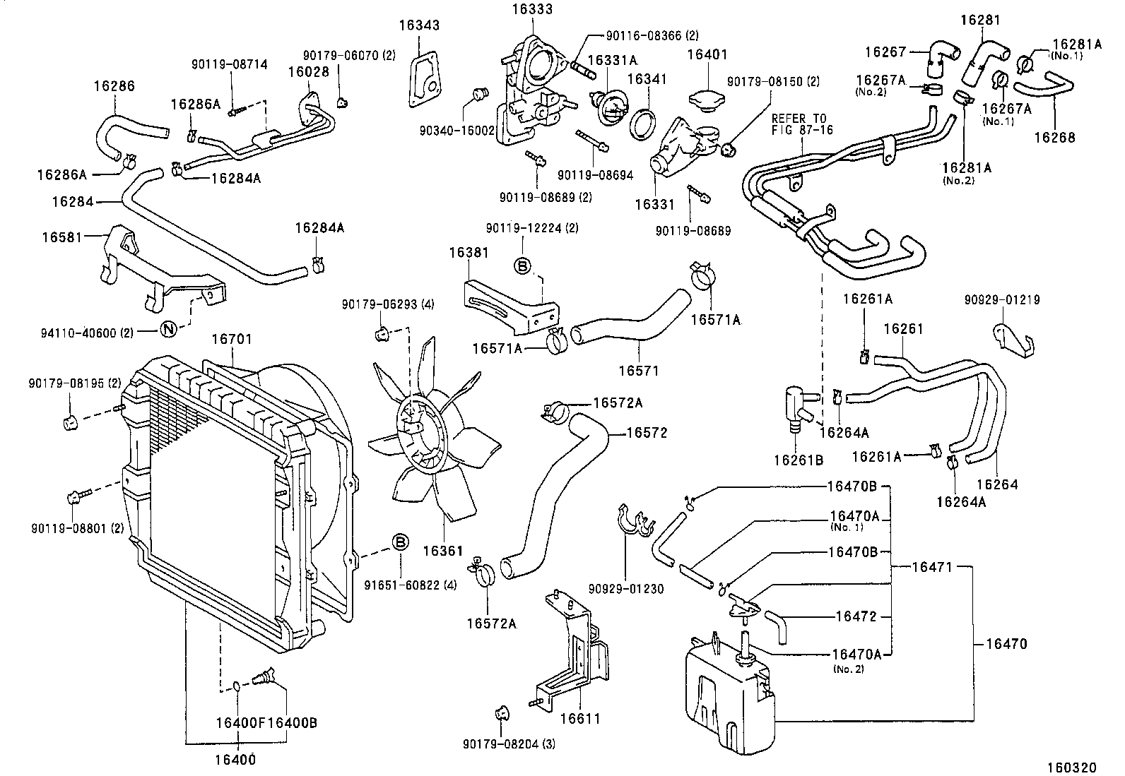 16261-66030 HOSE, WATER BY-PASS, NO.1 product image