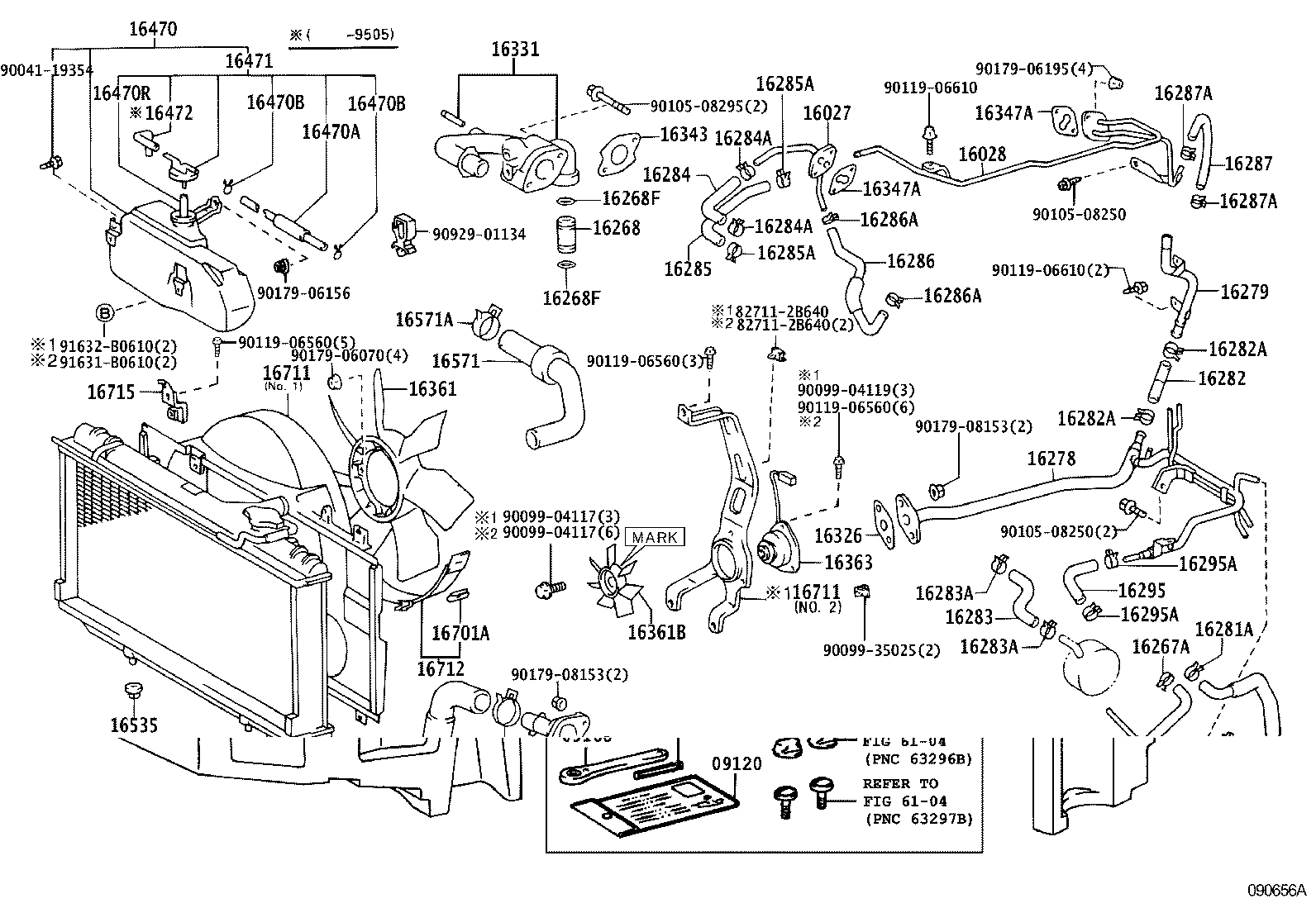 Toyota 16264-46010 HOSE, WATER BY-PASS, NO.2