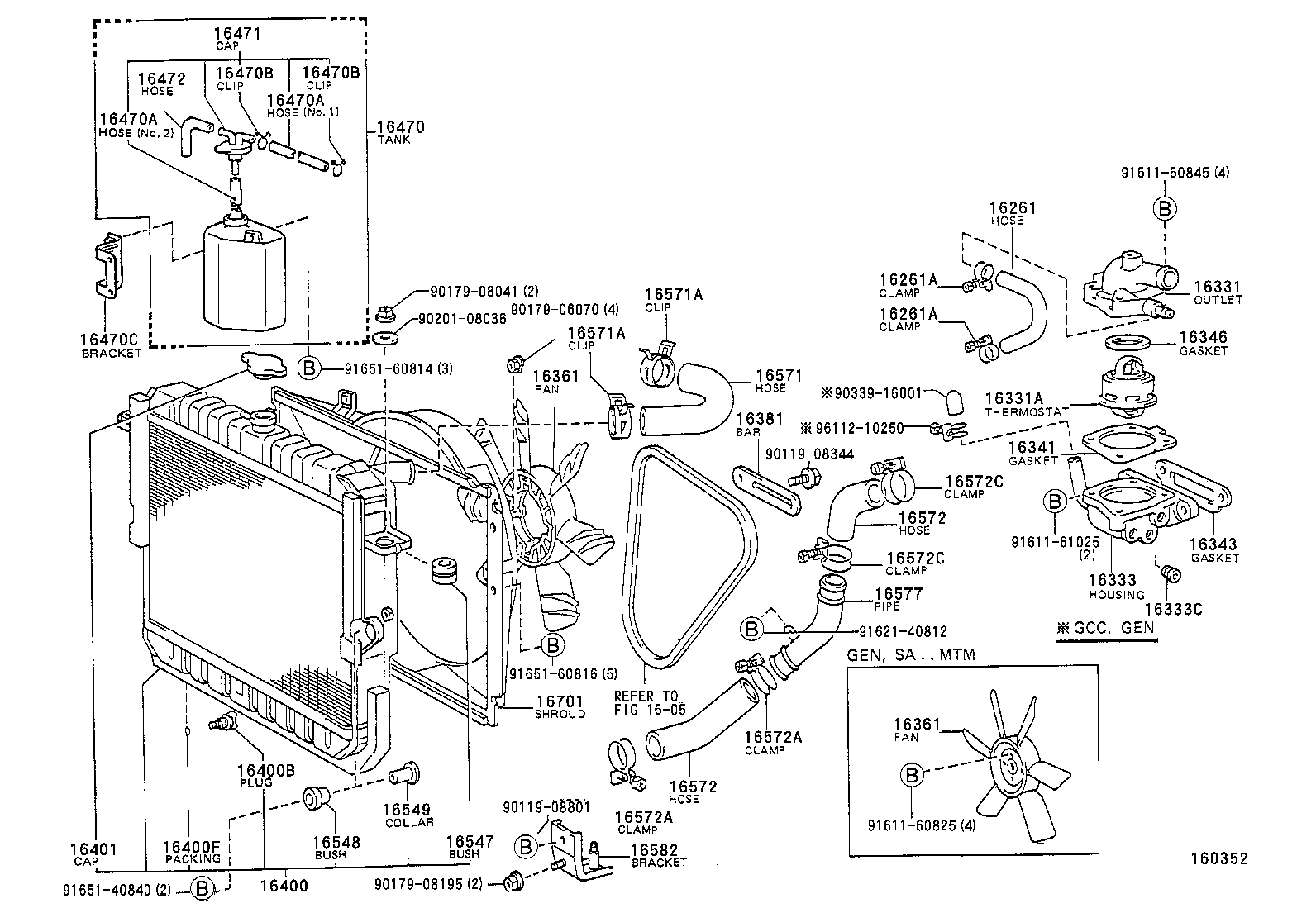 16261-66030 HOSE, WATER BY-PASS, NO.1 product image