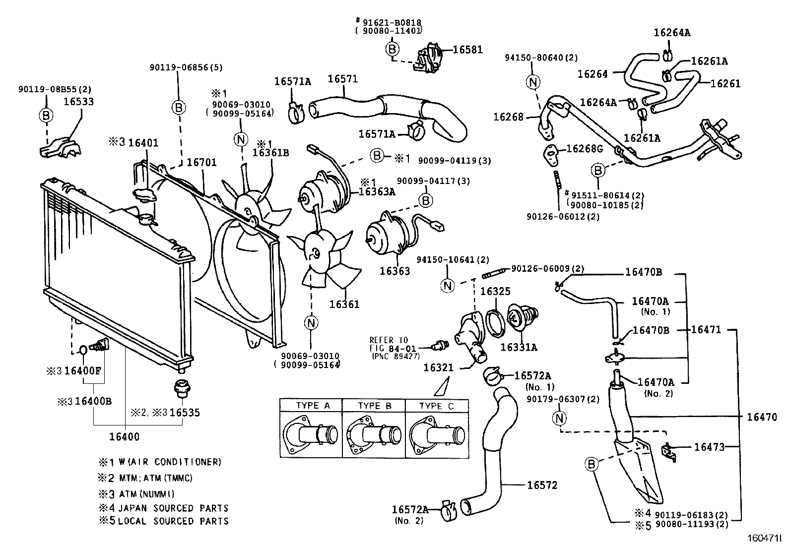 Toyota 16261-22020 HOSE, WATER BY-PASS