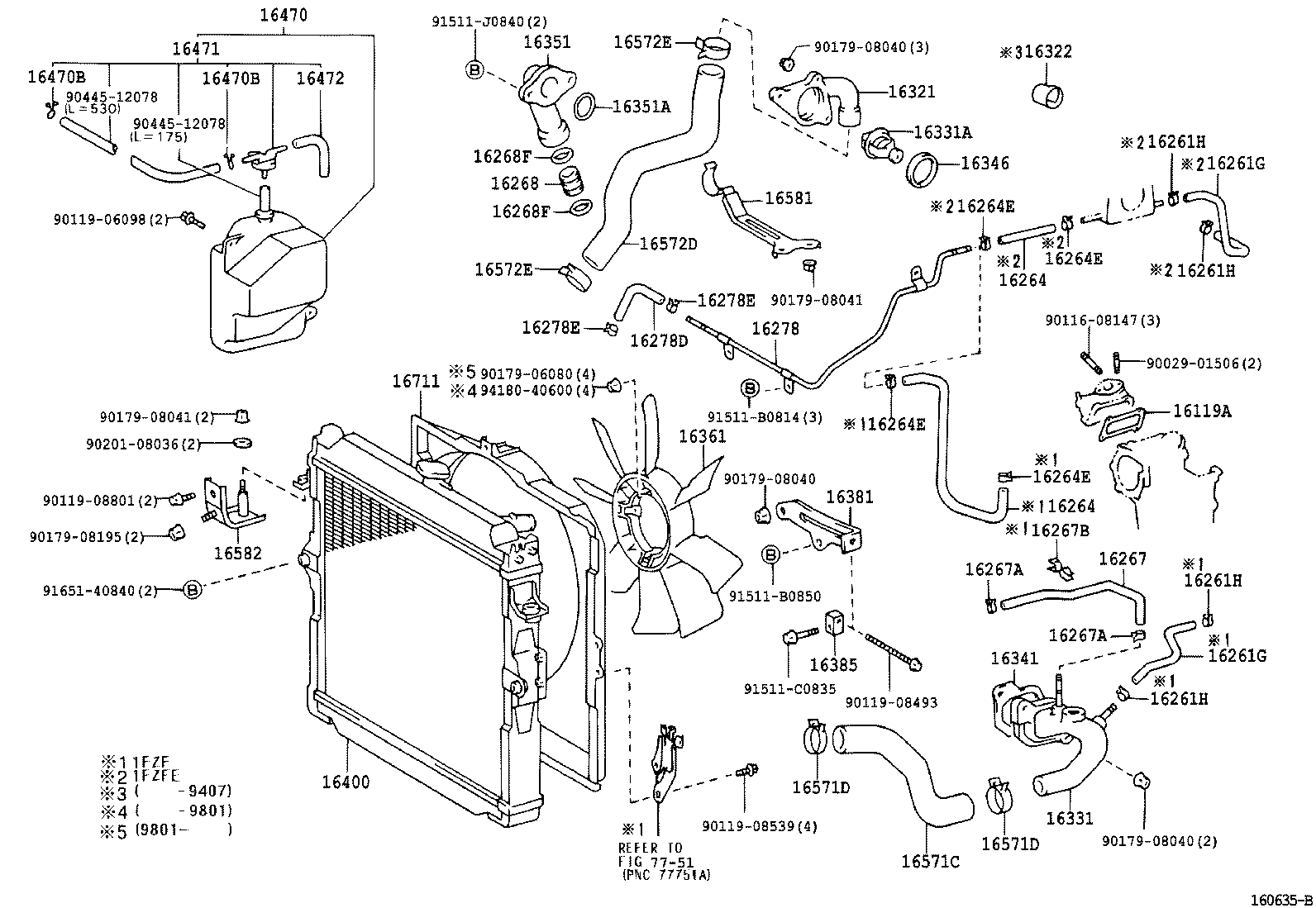 Toyota 16261-61020 HOSE, WATER BY-PASS