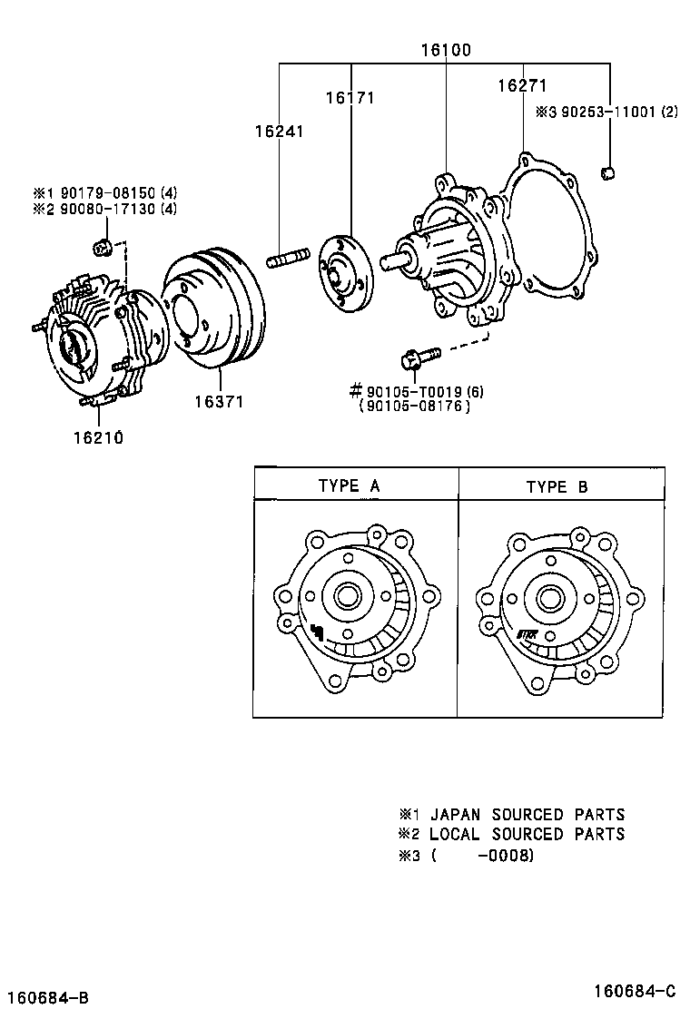 16110-09040 PUMP ASSY, WATER, W/O COVER product image