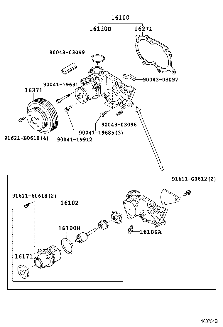 16100-97404 PUMP ASSY, ENGINE WATER product image