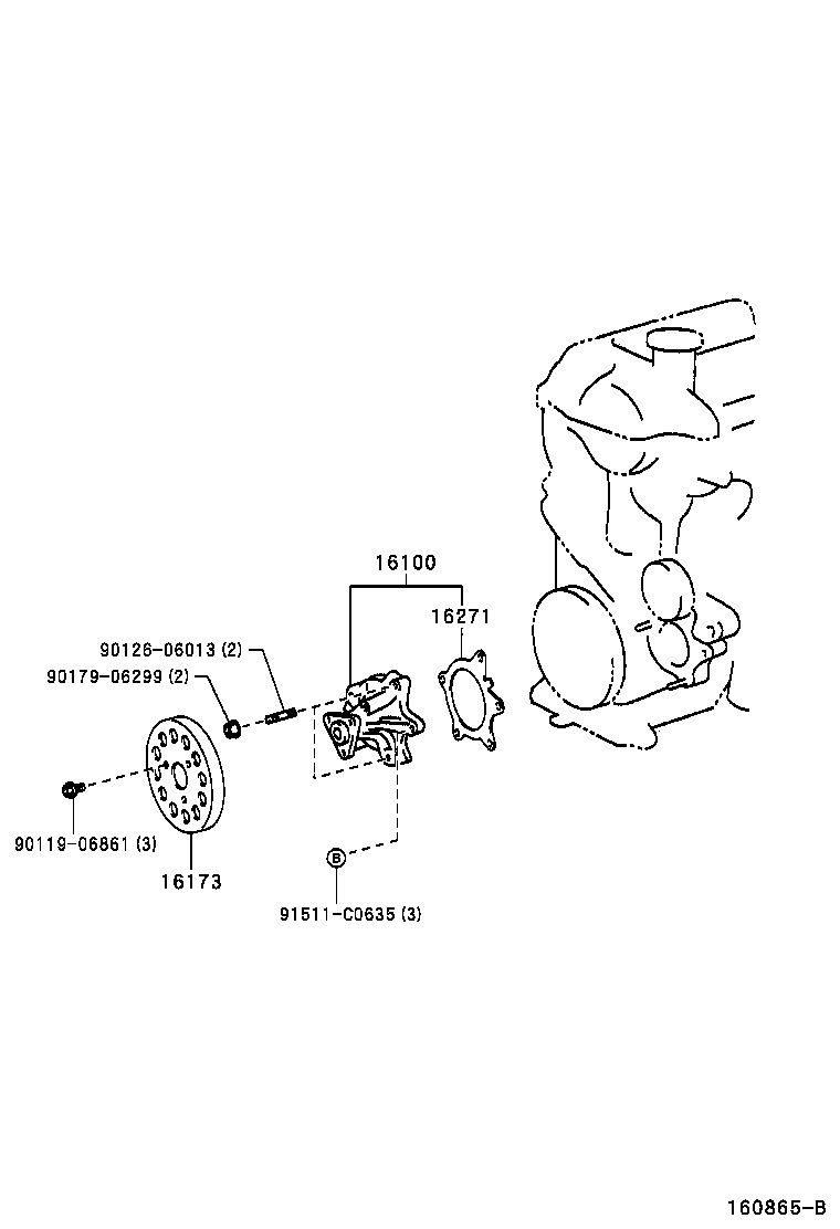 16100-29116 PUMP ASSY, ENGINE WATER product image