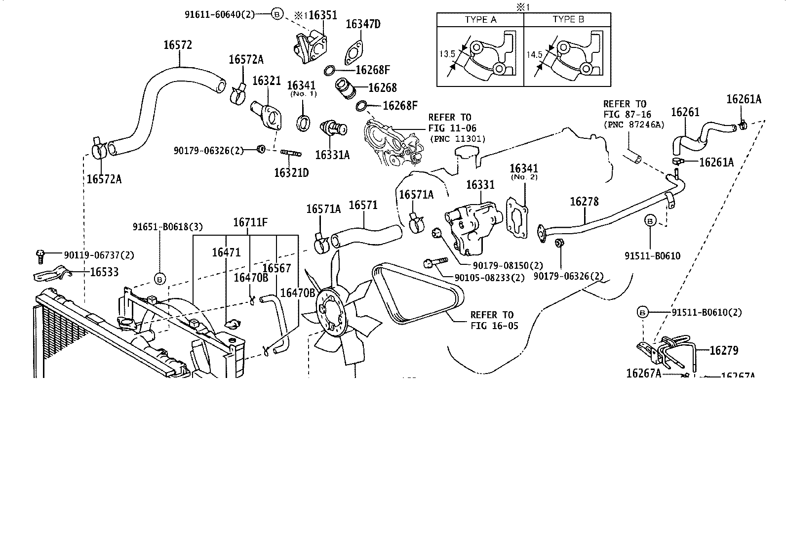16264-46050 HOSE, WATER BY-PASS, NO.2 product image