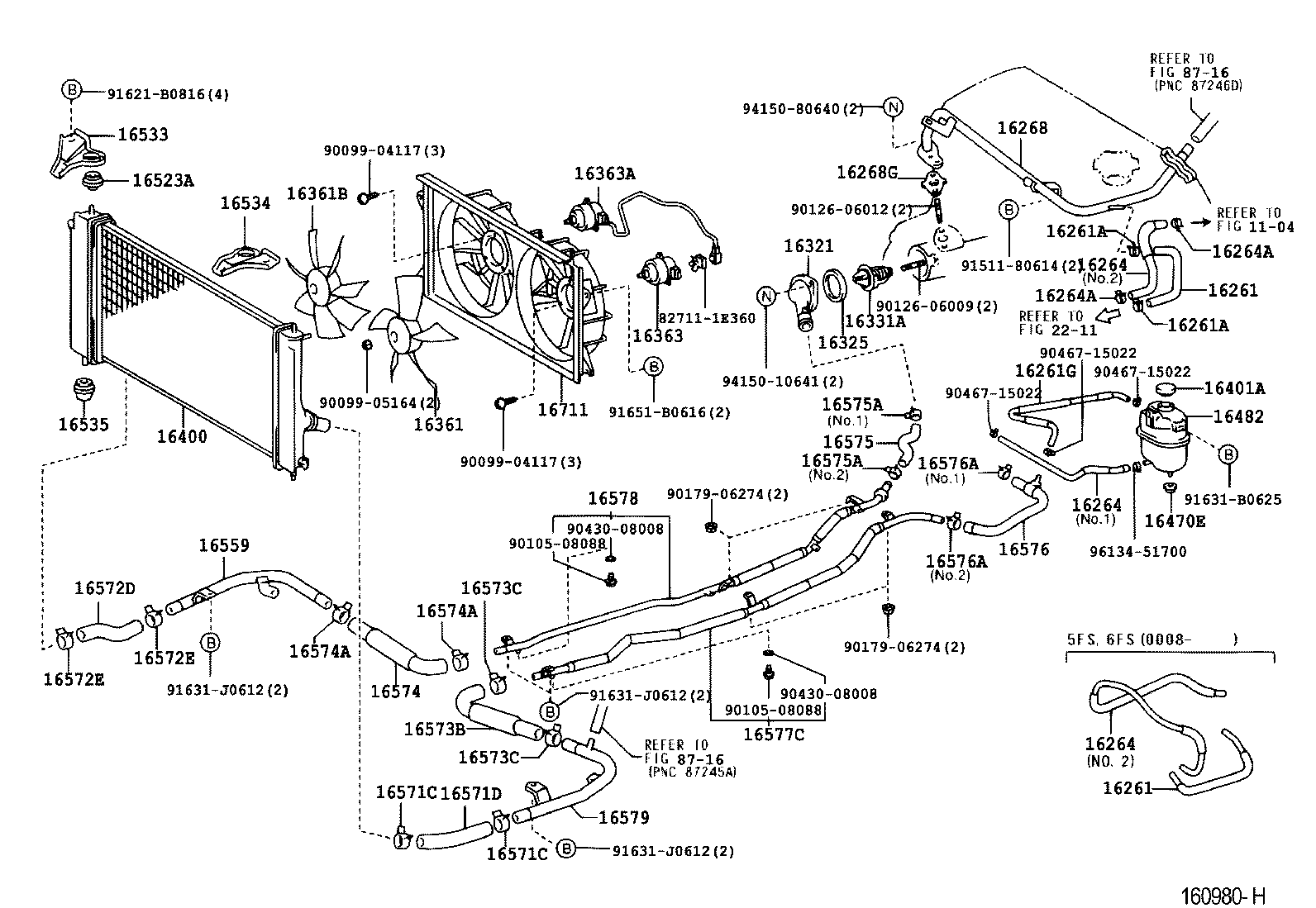 Toyota 16268-22060 PIPE, WATER BY-PASS, NO.1