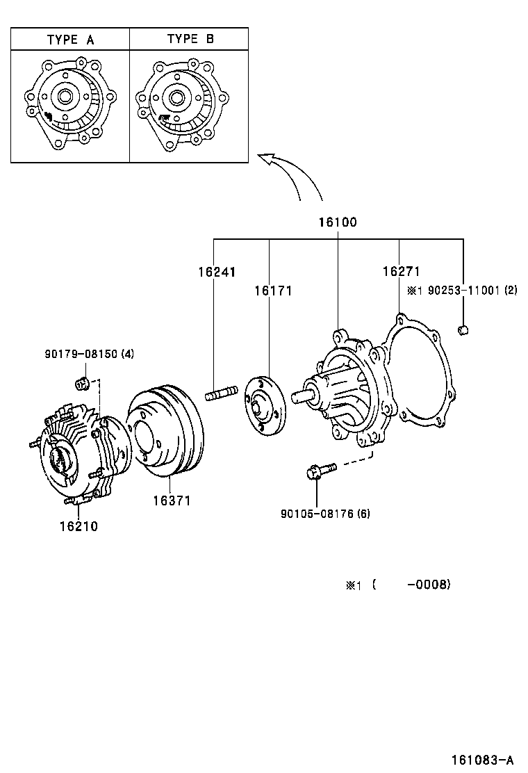 Toyota 16100-79037 PUMP ASSY, ENGINE WATER