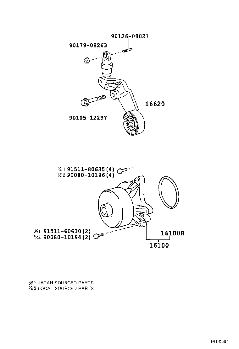 Toyota 16100-09080 PUMP ASSY, ENGINE WATER