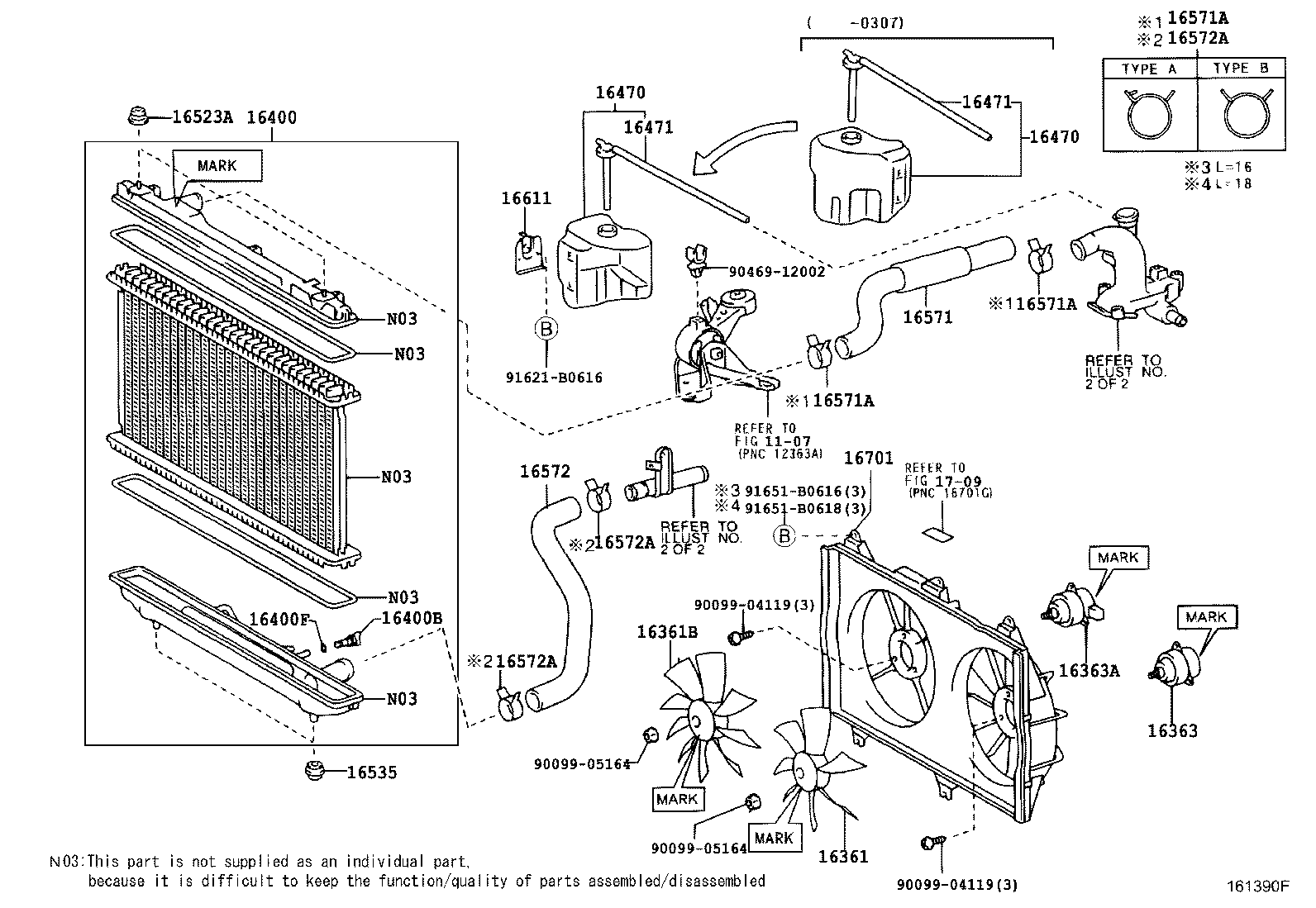 Toyota 90467-28007 CLIP(FOR WATER BY-PASS HOSE NO.1)