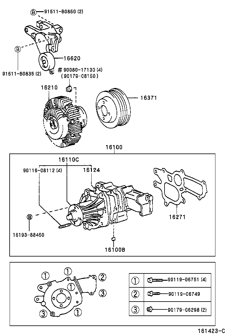 16110-09040 PUMP ASSY, WATER, W/O COVER product image