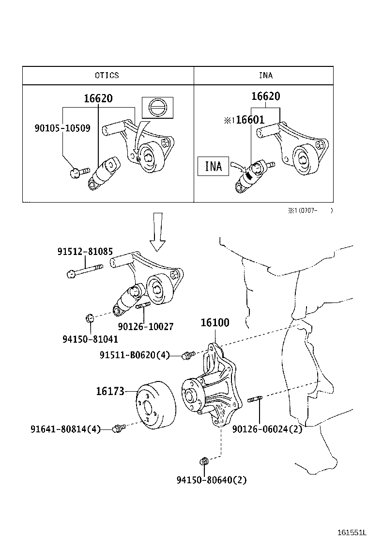 Toyota 16620-28010 TENSIONER ASSY, V-RIBBED BELT