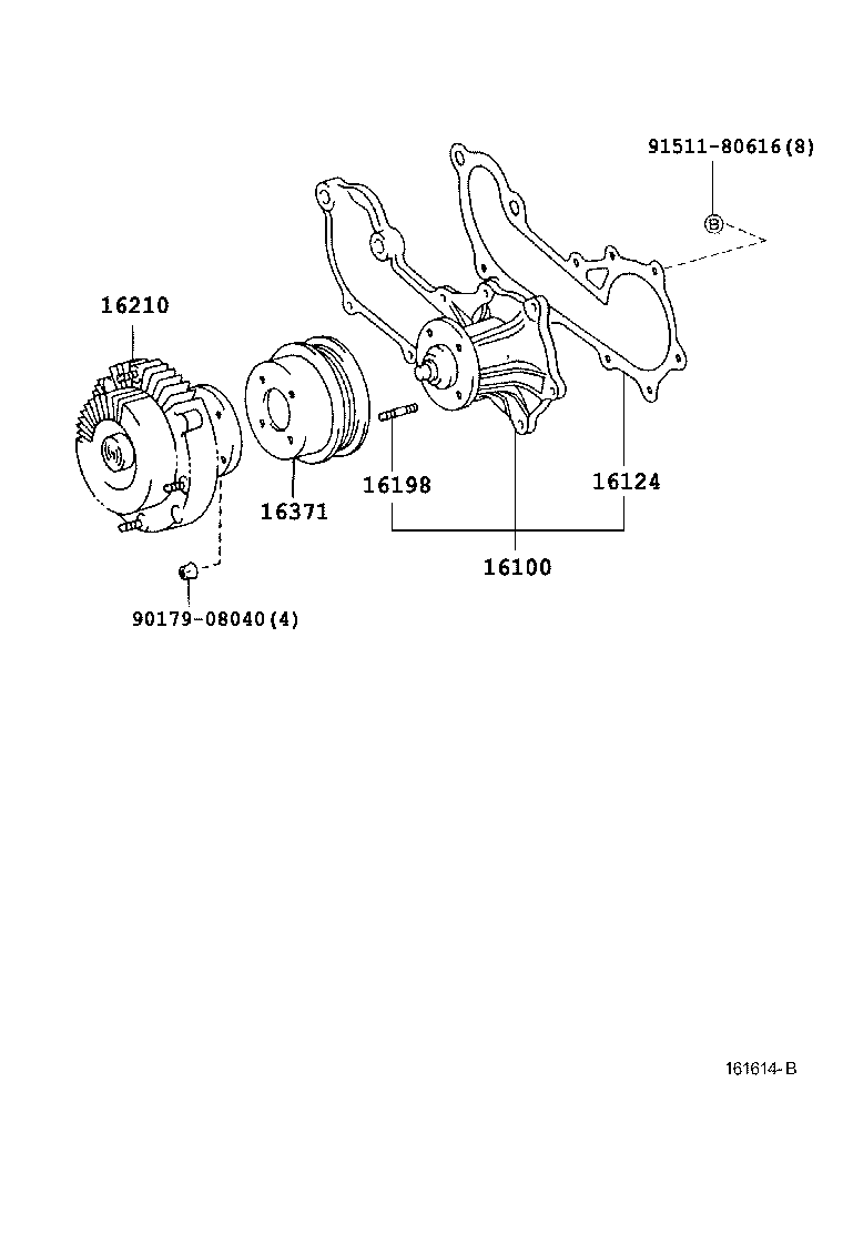 Toyota 16100-69405 PUMP ASSY, ENGINE WATER