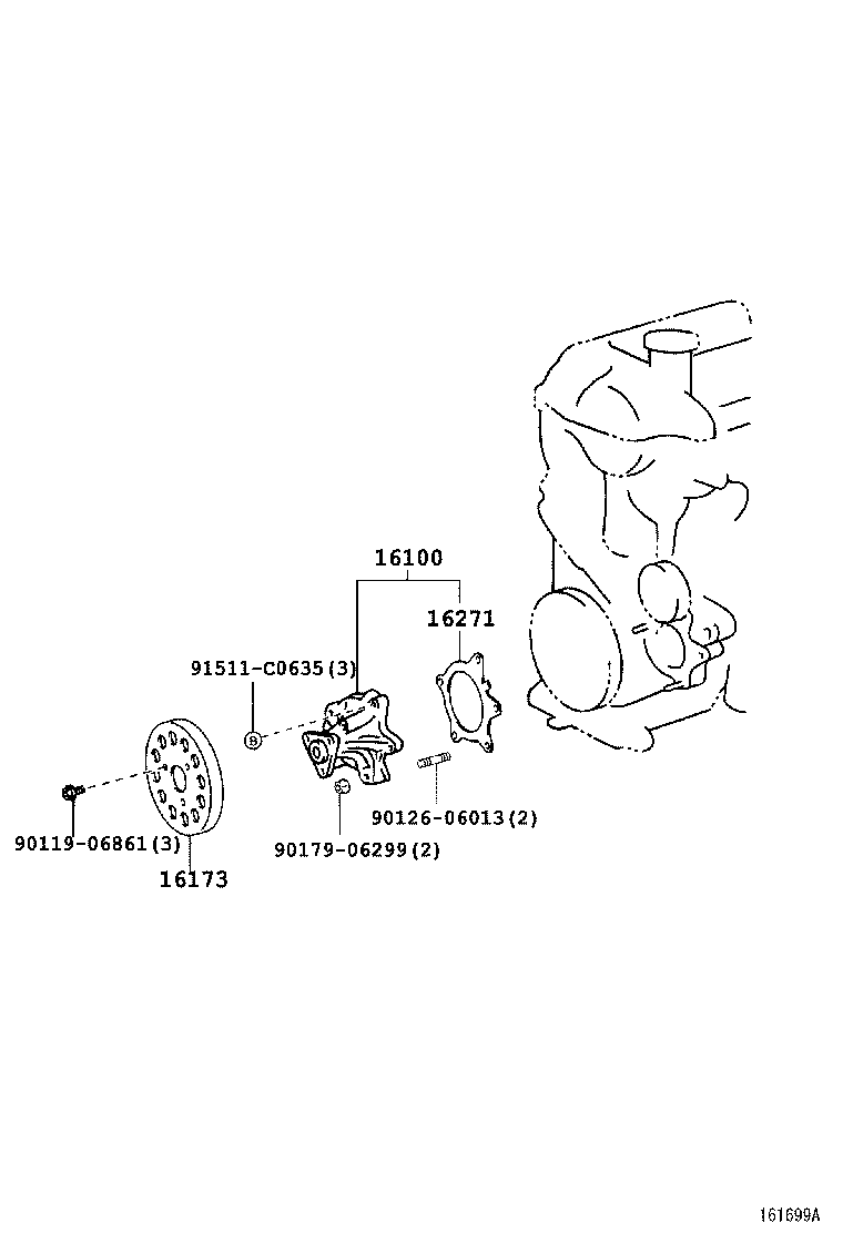 16100-29505 PUMP ASSY, ENGINE WATER product image