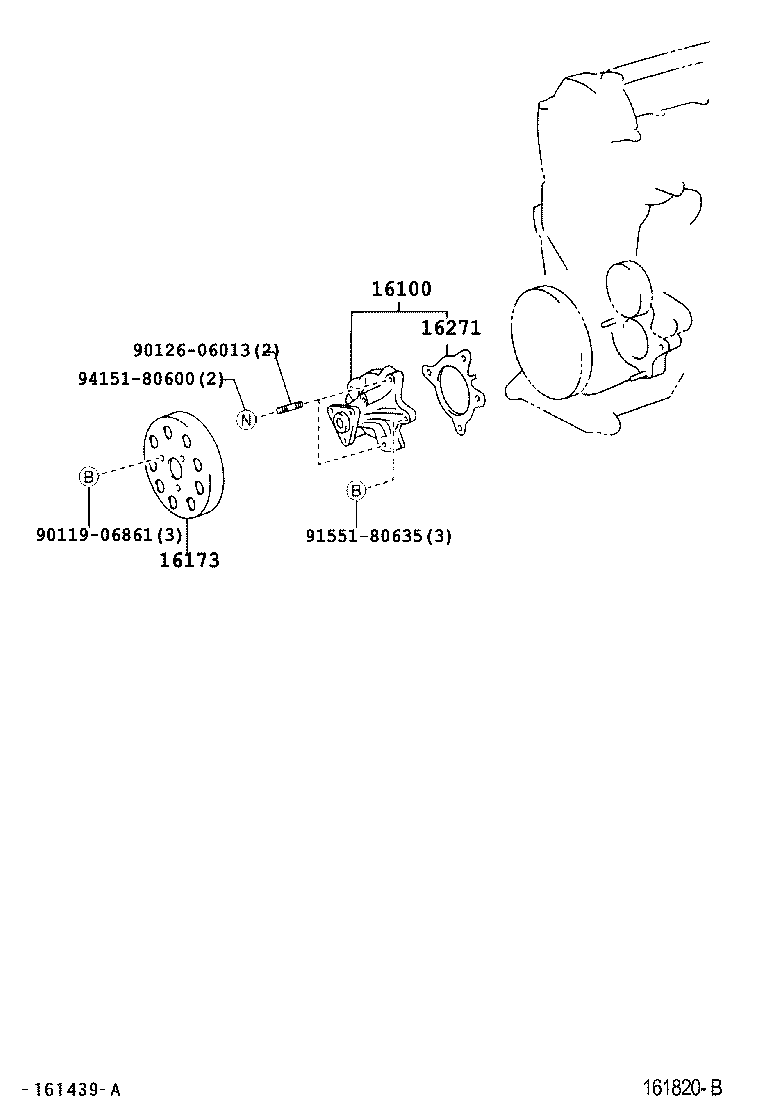 Toyota 16100-09140 PUMP ASSY, ENGINE WATER