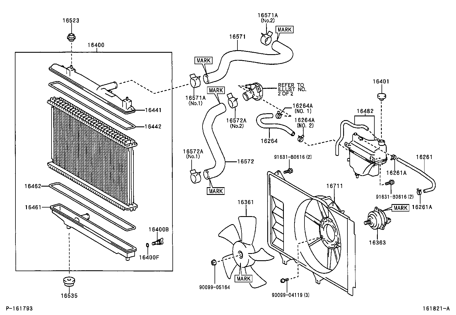 Toyota 90467-21010 CLAMP OR CLIP(FOR WATER BY-PASS HOSE NO.2)
