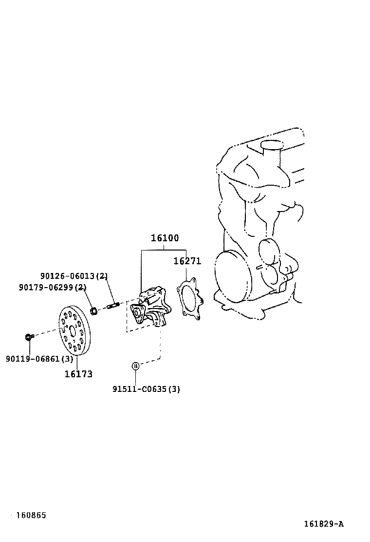 16100-09150 PUMP ASSY, ENGINE WATER product image