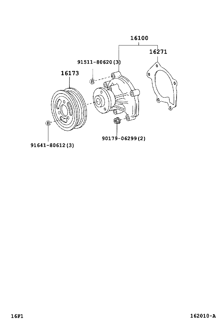 Toyota 16100-B9010 PUMP ASSY, ENGINE WATER