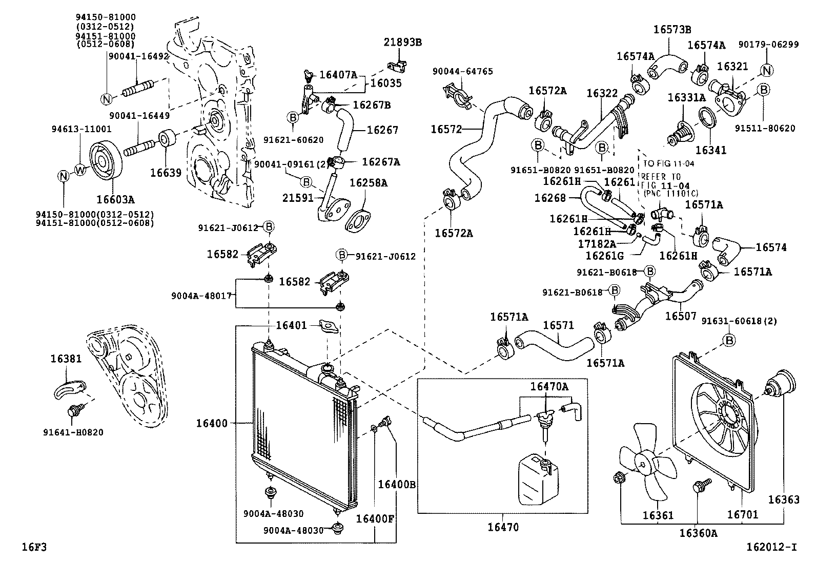 Toyota 16264-BZ020 HOSE, WATER BY-PASS, NO.2