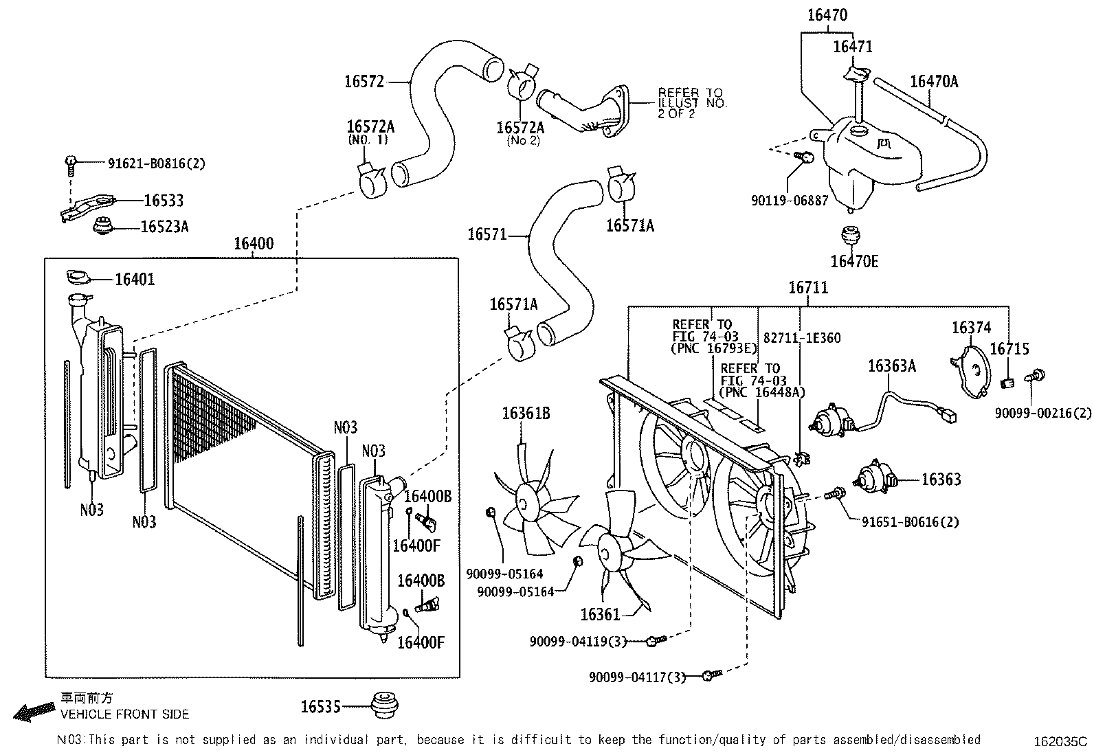 Toyota 16264-28060 HOSE, WATER BY-PASS, NO.2