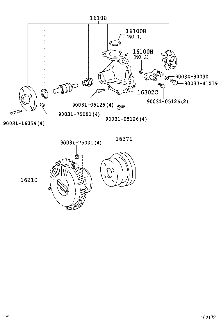 16100-78090 PUMP ASSY, ENGINE WATER product image