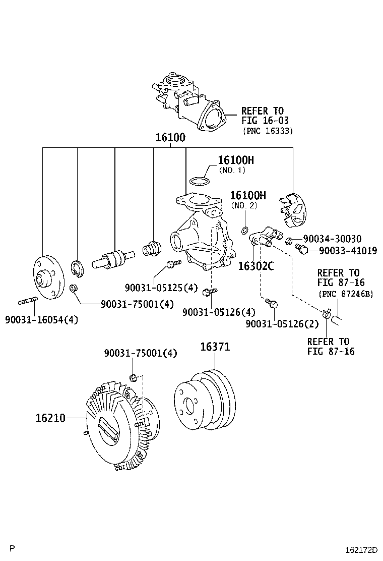 16100-59285 PUMP ASSY, ENGINE WATER product image