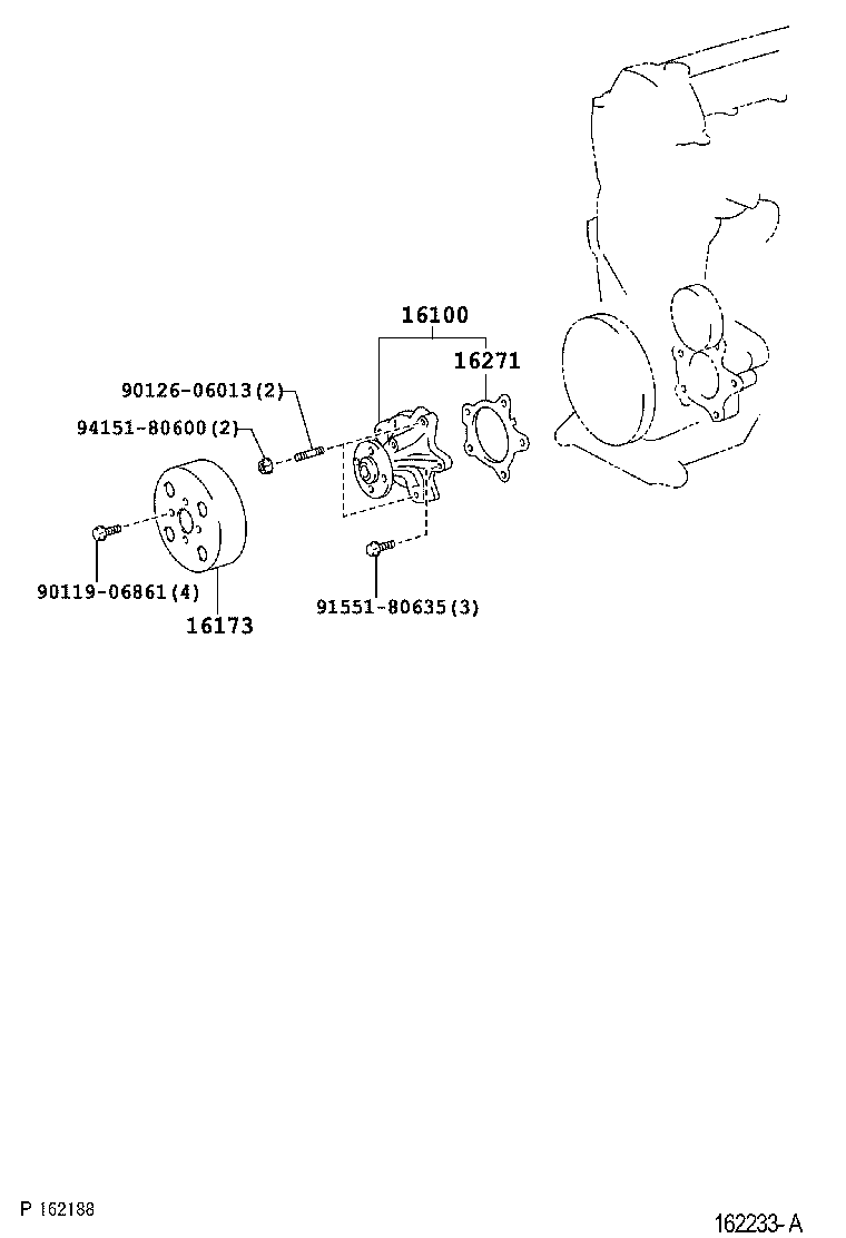 16100-29145 PUMP ASSY, ENGINE WATER product image