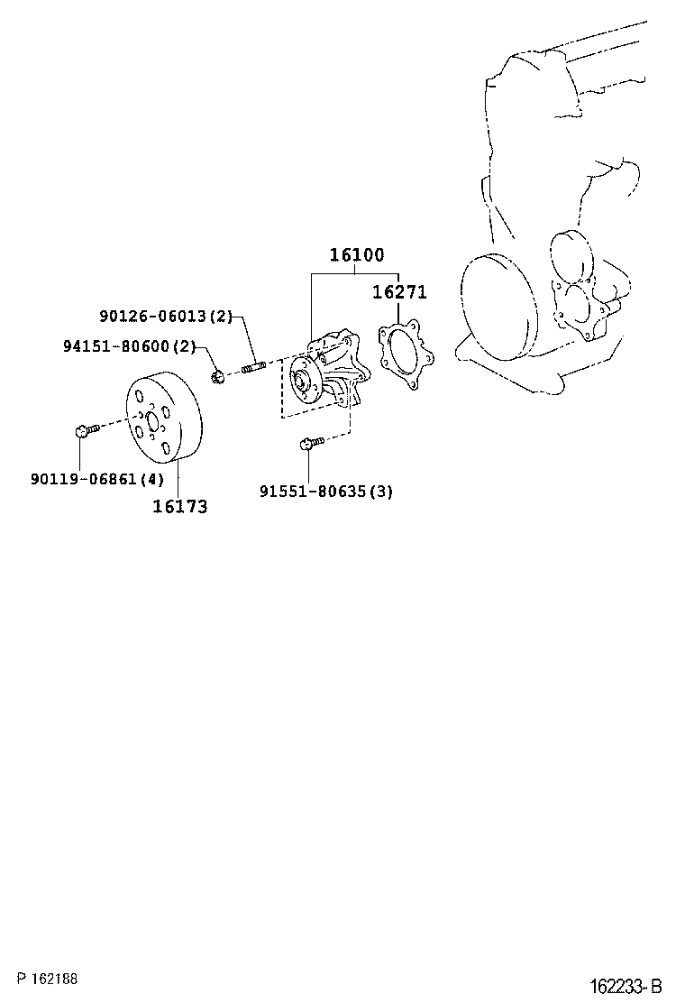 16100-29415 PUMP ASSY, ENGINE WATER product image
