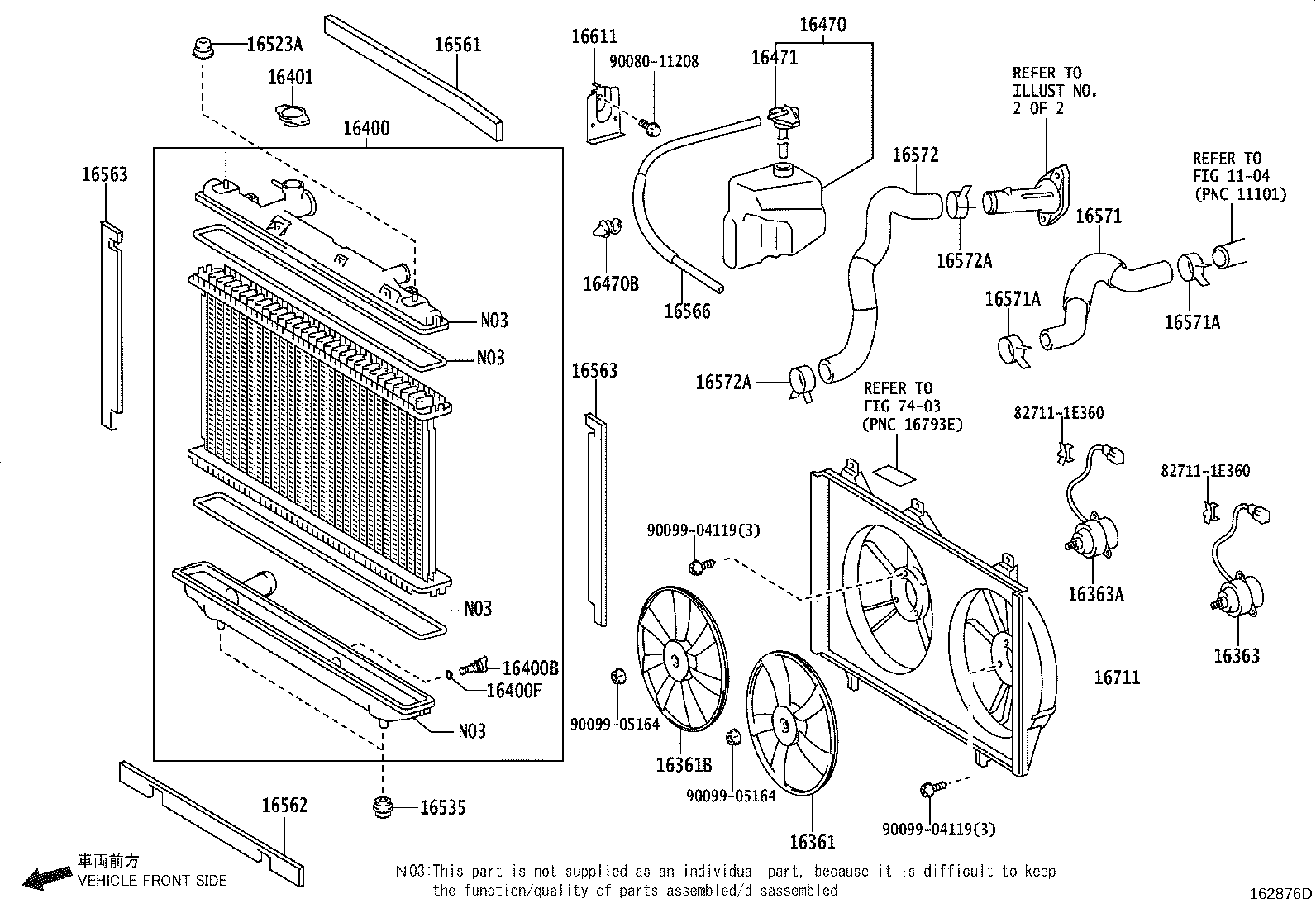 Toyota 16268-0H090 PIPE, WATER BY-PASS, NO.1