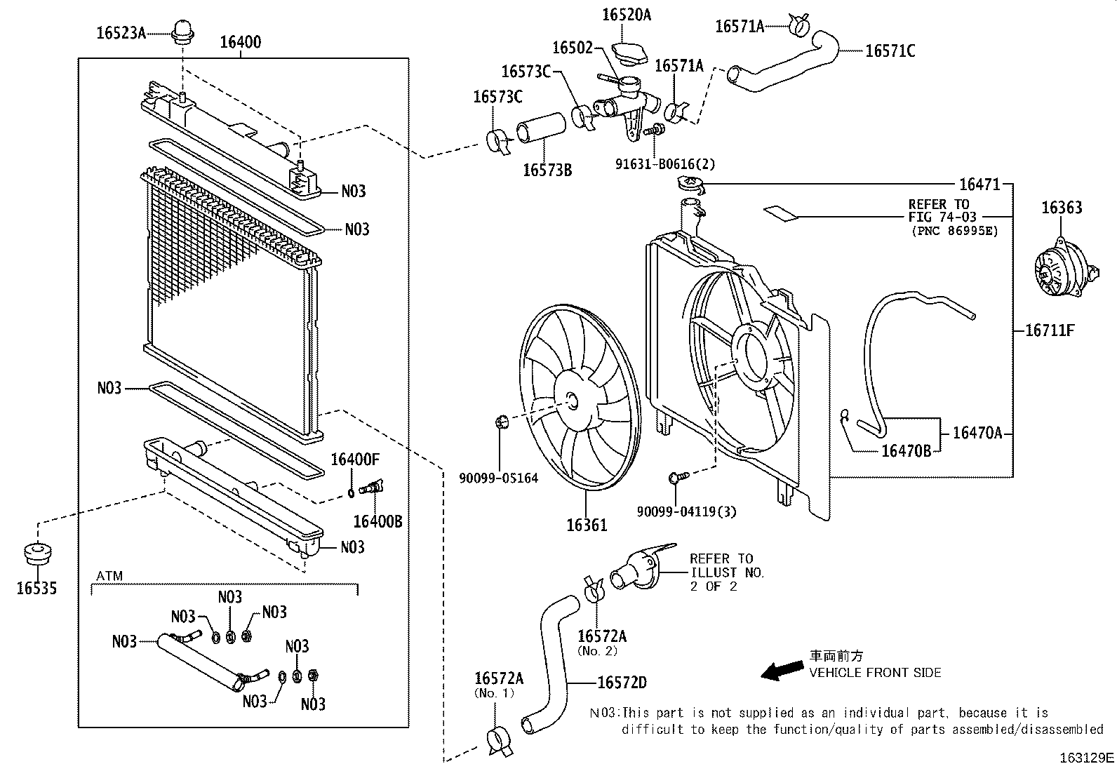 Toyota 16261-37030 HOSE, WATER BY-PASS
