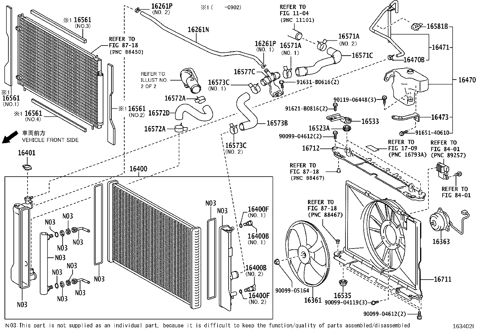Toyota 16264-37021 HOSE, WATER BY-PASS, NO.2