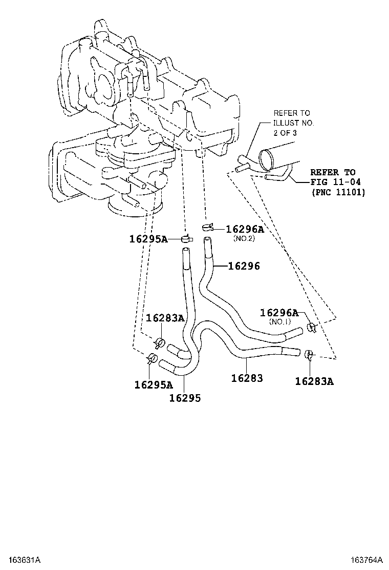 16264-37041 HOSE, WATER BY-PASS, NO.2 product image
