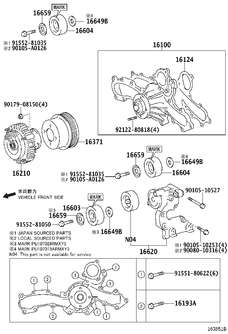 Toyota 16100-09720 PUMP ASSY, ENGINE WATER