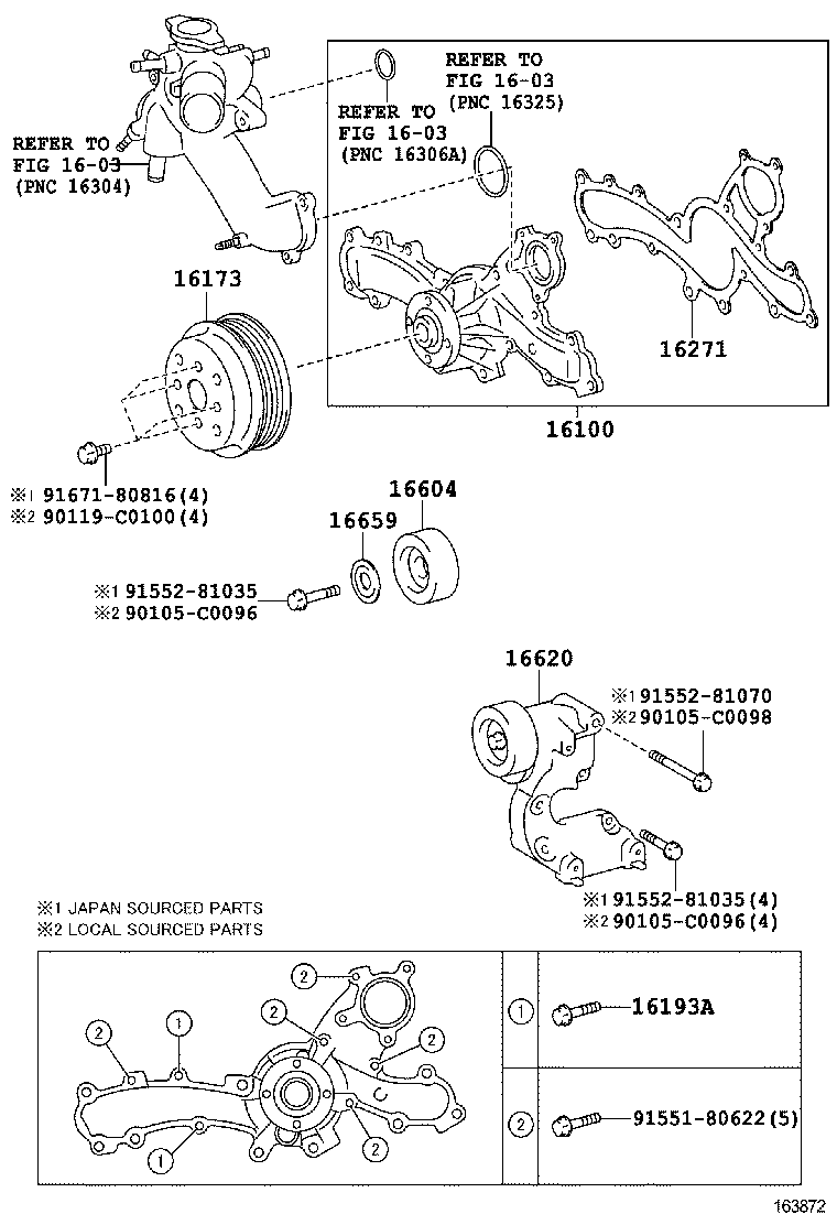 16100-09361 PUMP ASSY, ENGINE WATER product image