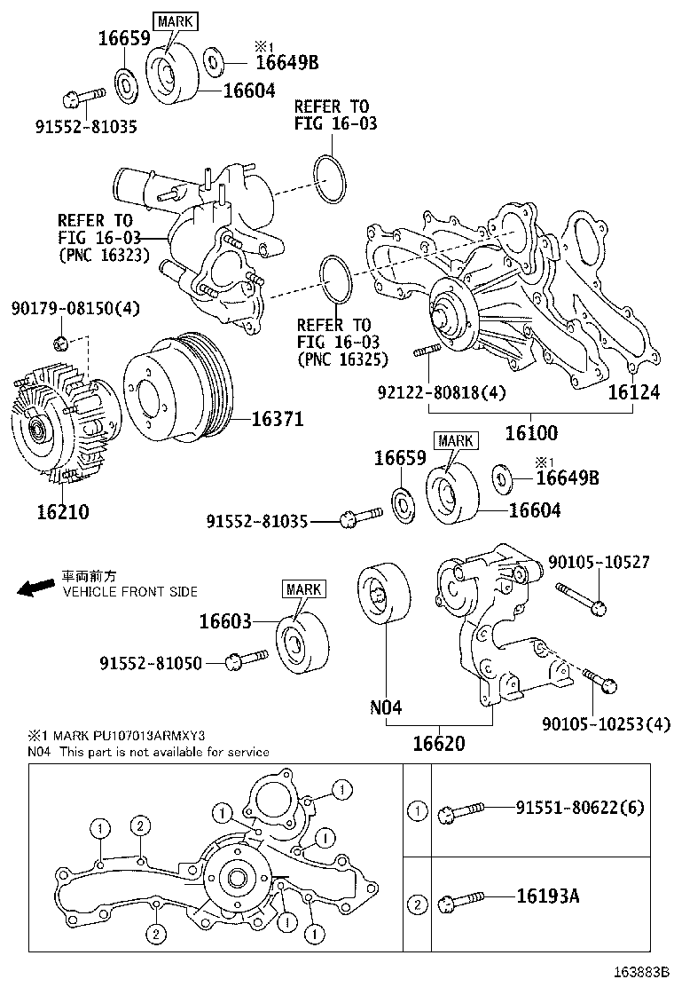 Toyota 16100-39405 PUMP ASSY, ENGINE WATER