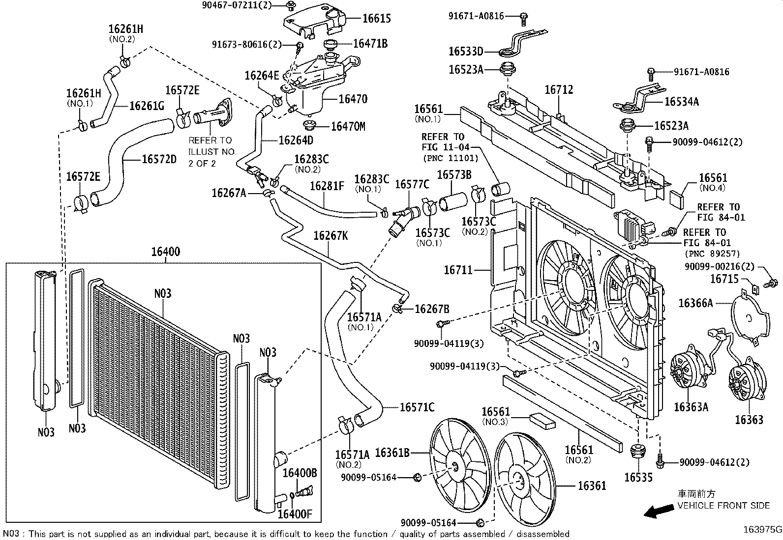 Toyota 16264-28140 HOSE, WATER BY-PASS, NO.2