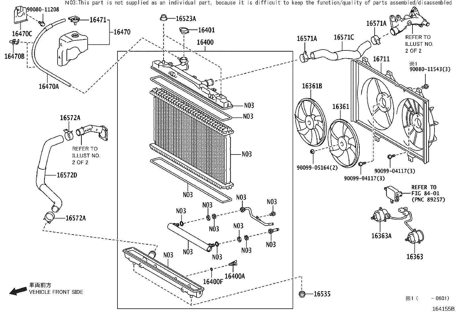 Toyota 16264-31041 HOSE, WATER BY-PASS, NO.2