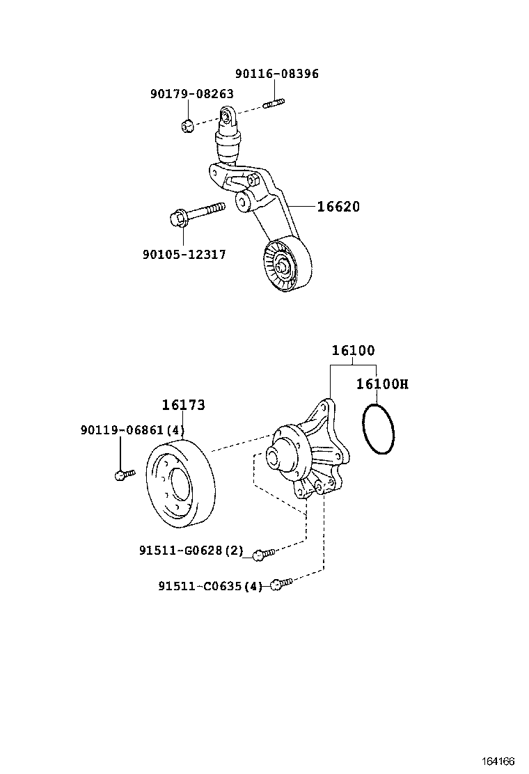 16620-22030 TENSIONER ASSY, V-RIBBED BELT product image