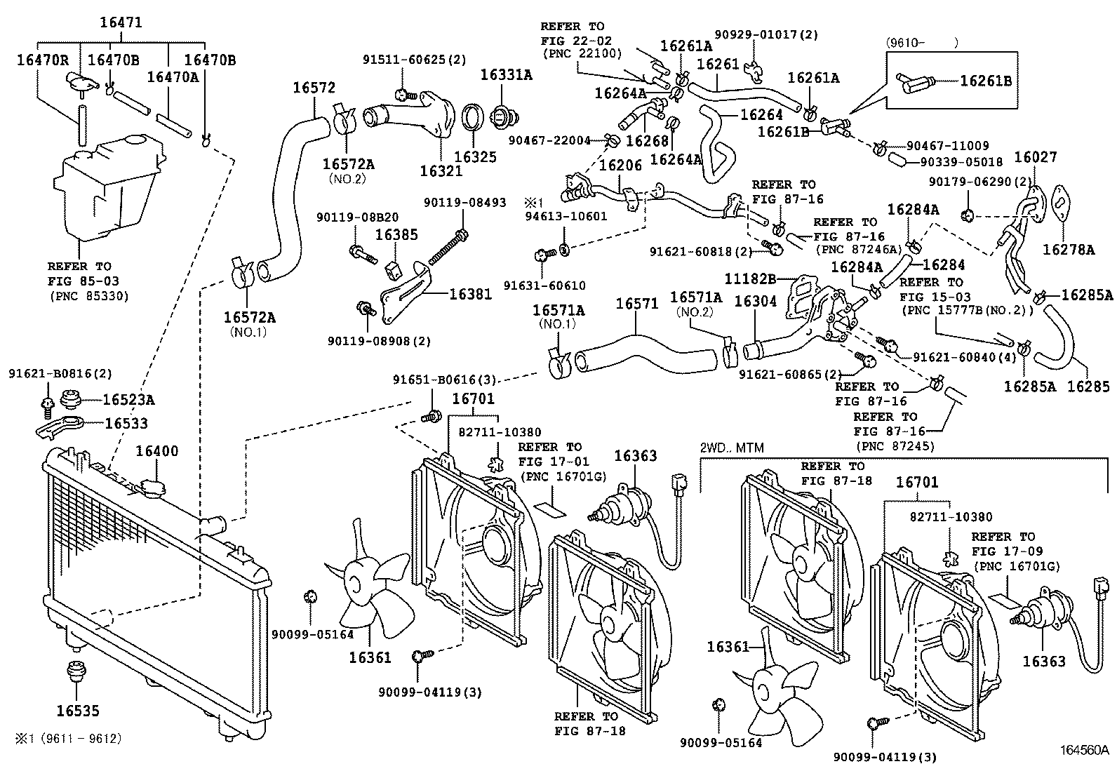 16261-74130 HOSE, WATER BY-PASS product image