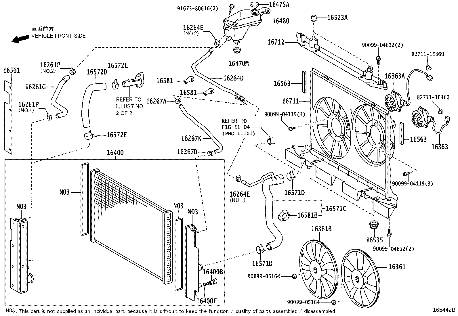 Toyota 16264-36010 HOSE, WATER BY-PASS, NO.2